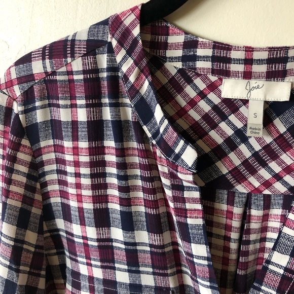 Joie NWOT Silk Plaid Blouse - Picture 6 of 8